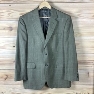 JoS. A. Bank Blazer Mens 41R Silk Wool Windowpane Plaid Sports Coat